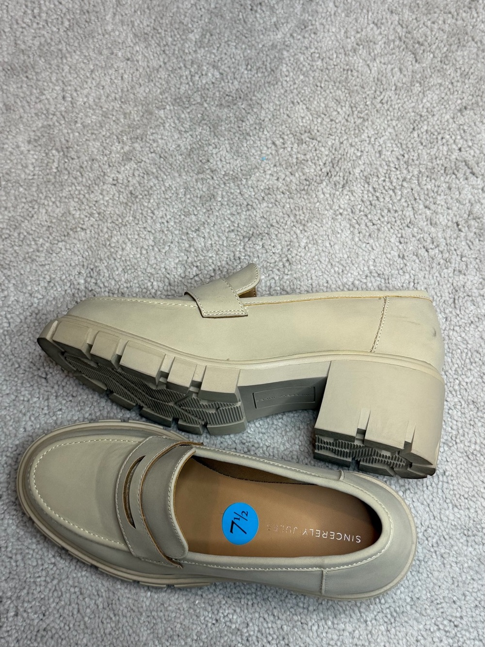Chunky Platform Penny Loafers in Beige - Picture 5 of 5